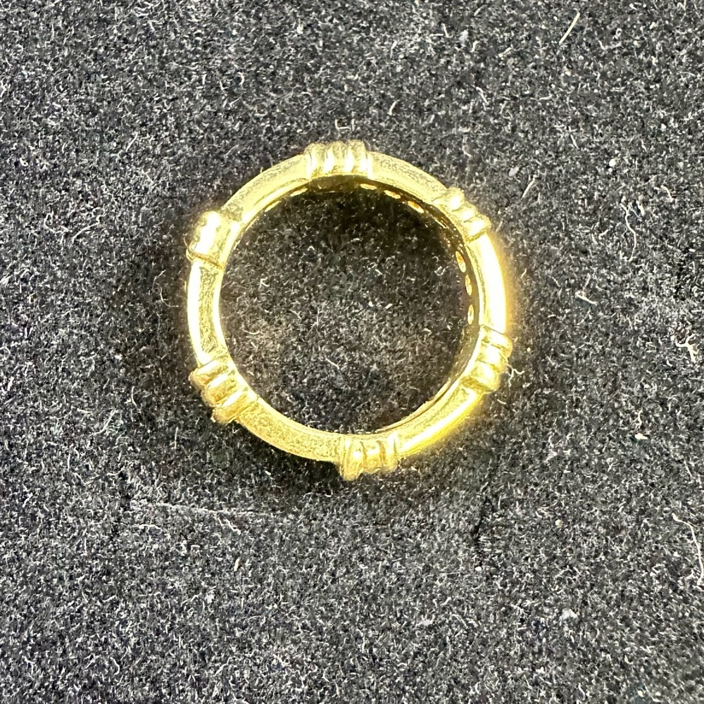 Designer Ruby & Diamond CZ band Ring, 14KT Gold ep - Picture 2 of 4